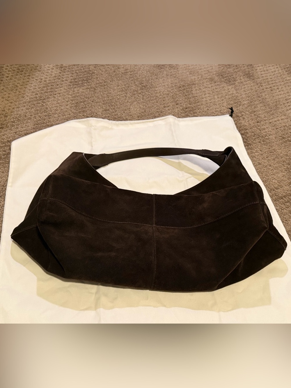 Madewell Dark Carob Large Mylie Suede Shoulder Hobo Bag - Picture 7 of 10